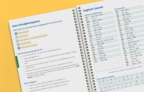 Schulplaner enthalten verschiedene Informationsseiten