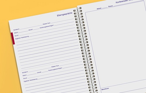 Sitzungen, Protokolle und Elterngespräche im SPc-Lehrerkalender
